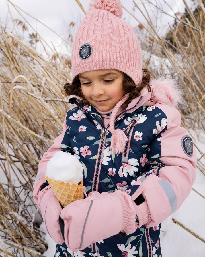 One-Piece Play Snowsuit Navy Flower Print