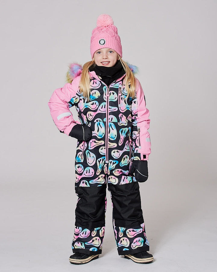 One-Piece Play Snowsuit Smiley Face Girl