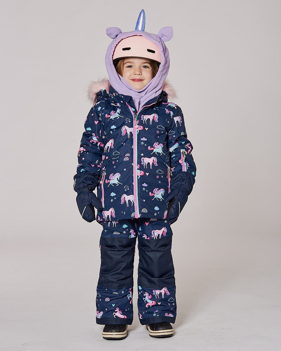 Polar Fleece Balaclava For Ski Helmet Purple Unicorn
