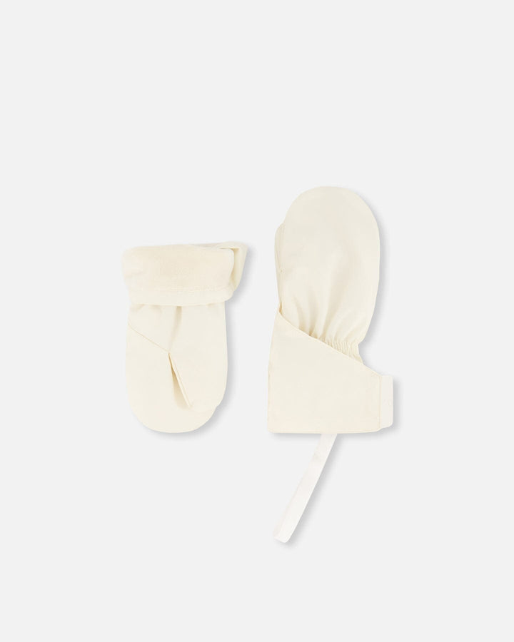 Lined Baby Mittens White Asparagus