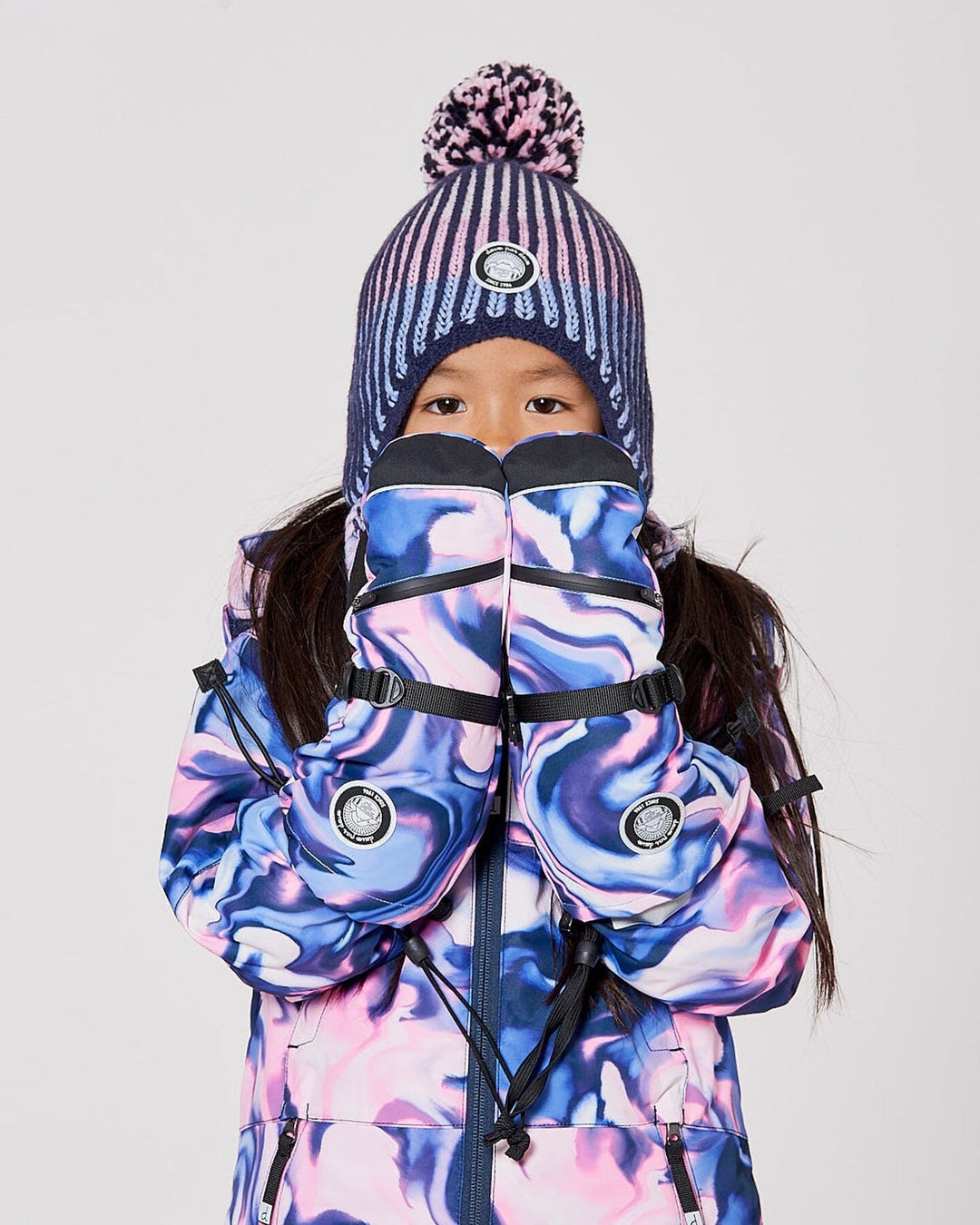 Winter Mittens Teknik Pink And Blue Marble