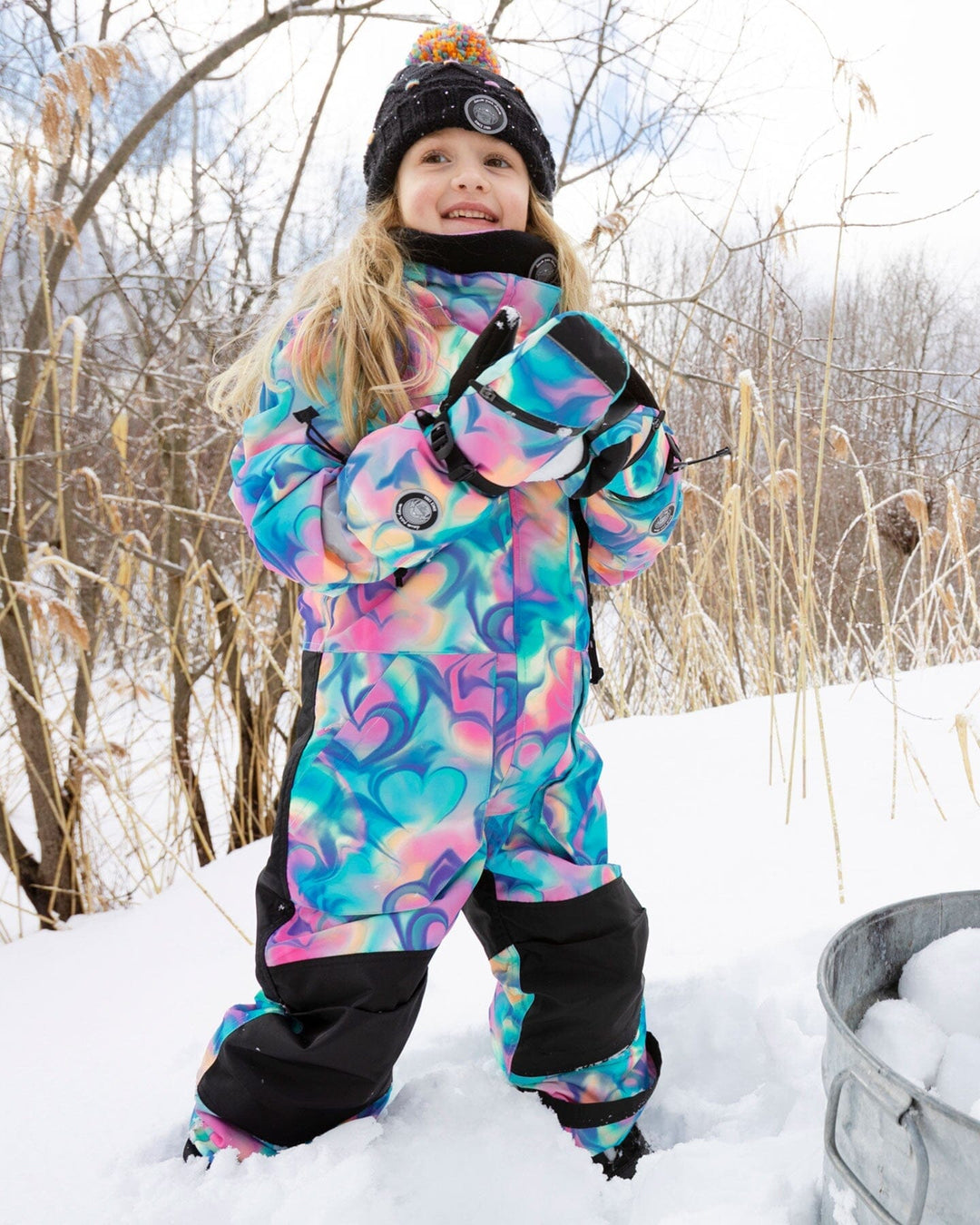Winter Mittens Teknik Rainbow Heart Print