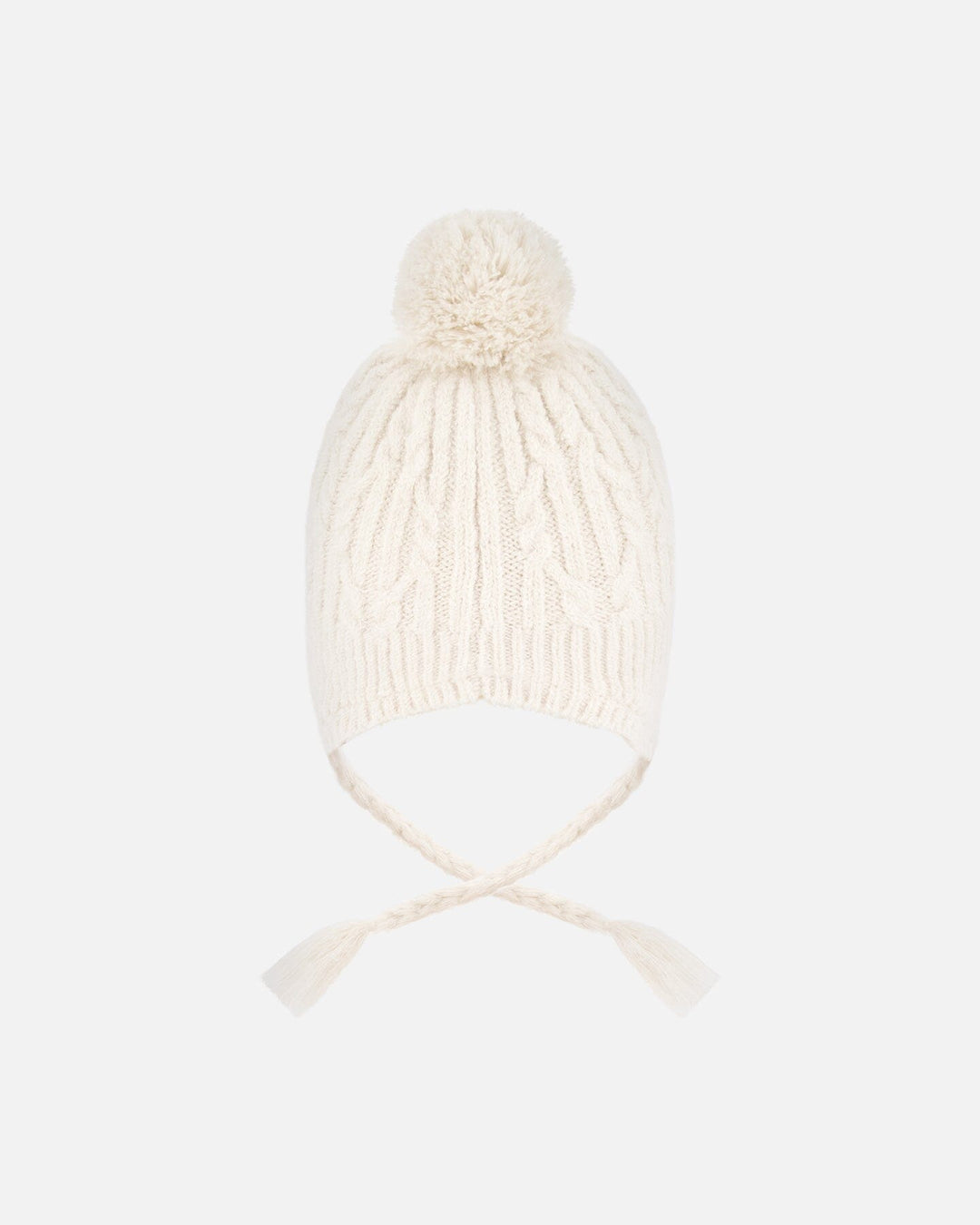 Lined Winter Hat With Pompom Off-White