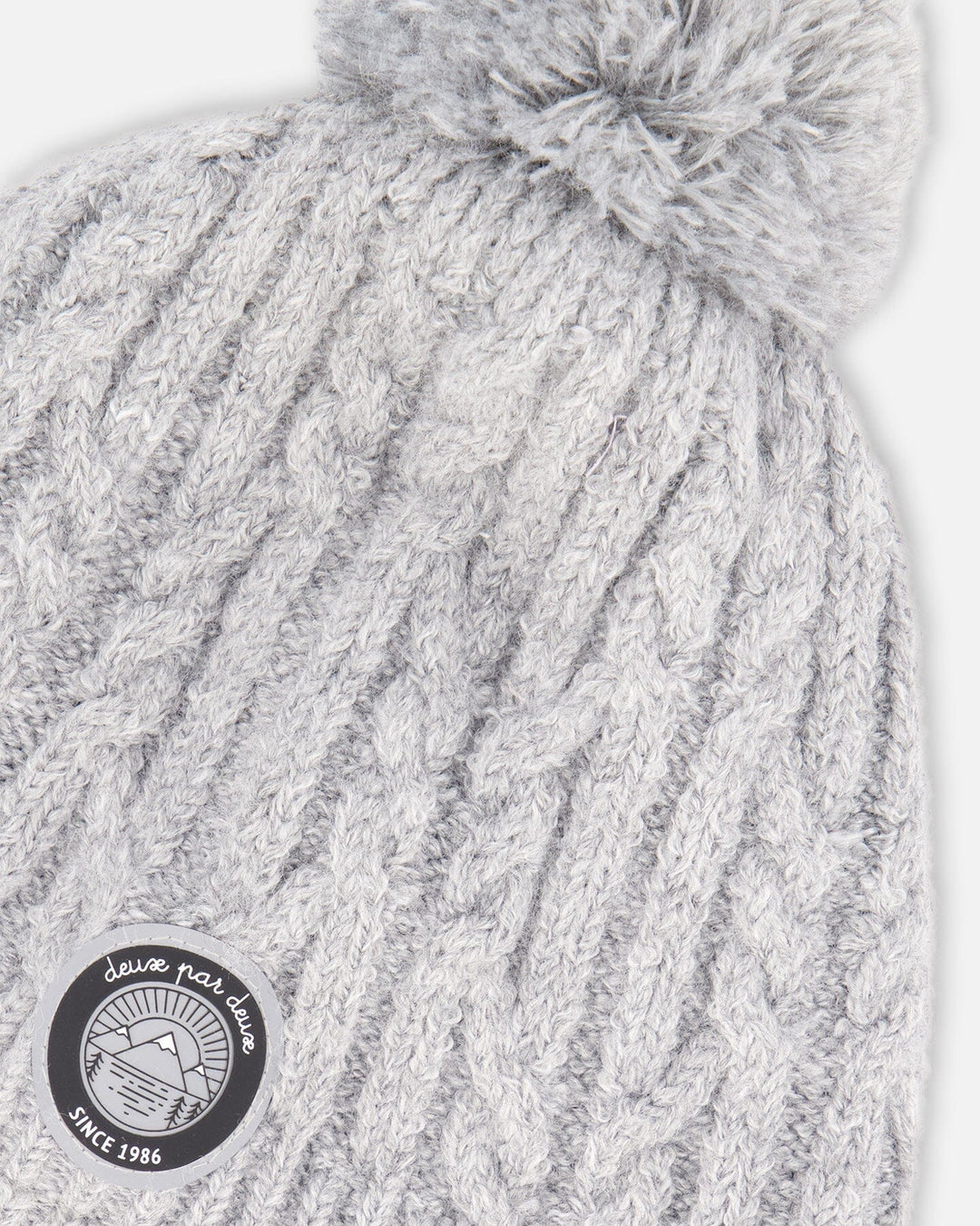 Lined Winter Hat With Pompom Heather Gray