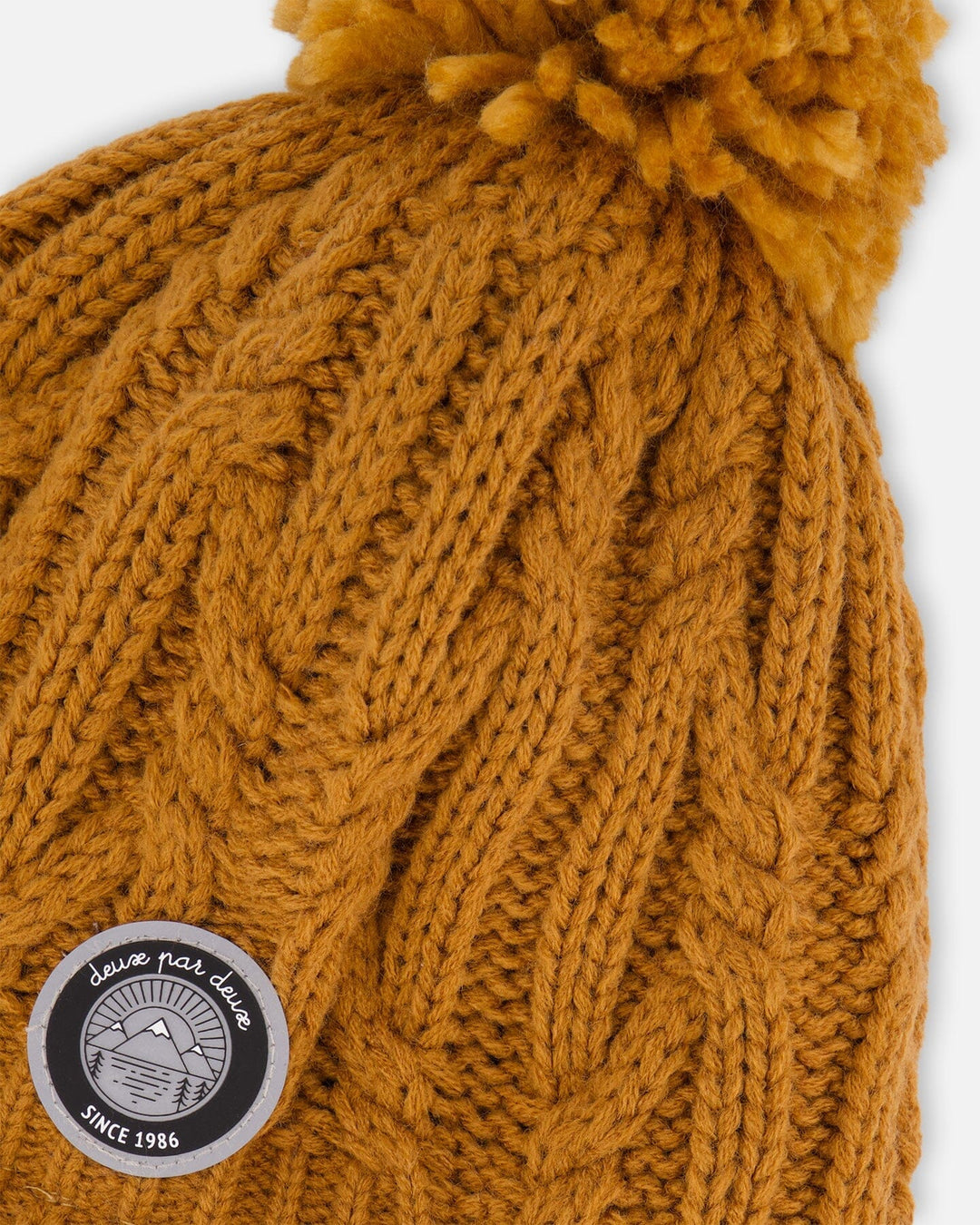 Lined Winter Hat With Pompom Brown Sugar