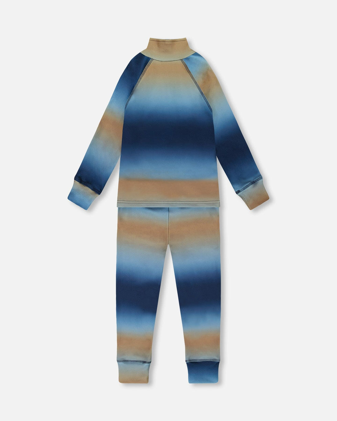 Two-Piece Thermal Underwear Set Blue And Beige Gradient