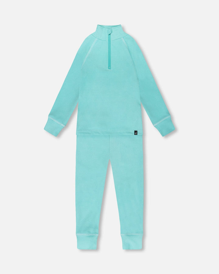 Two-Piece Thermal Underwear Set Turquoise Blue