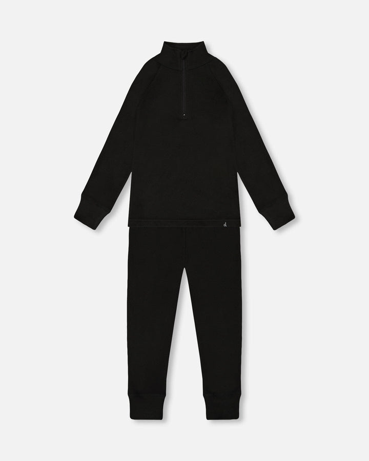 Two-Piece Thermal Underwear Set Black