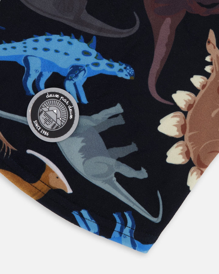 Brushed Jersey Balaclava Black Dinosaur Print