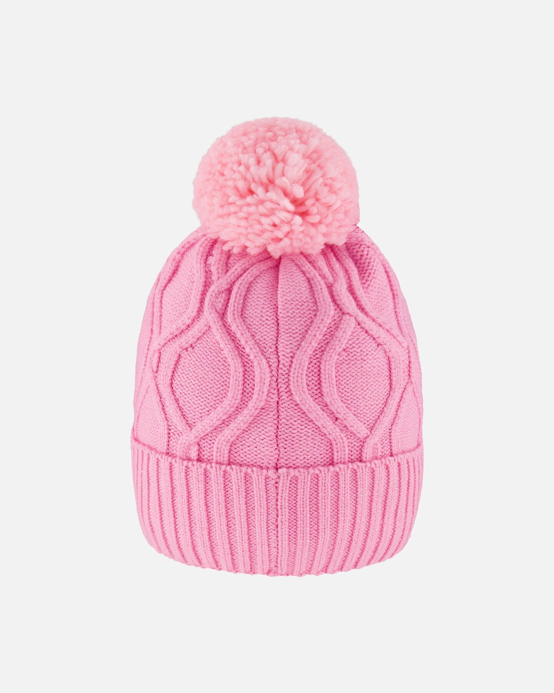 Lined Knit Pompom Hat Pink