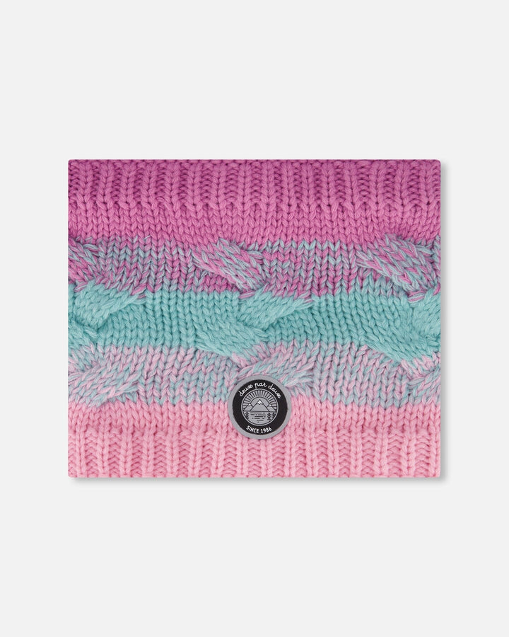 Lined Knit Neckwarmer Pink, Orange And Turquoise