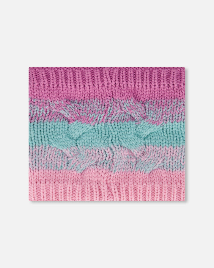 Lined Knit Neckwarmer Pink, Orange And Turquoise