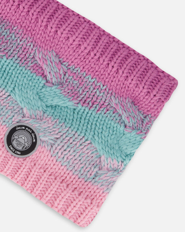 Lined Knit Neckwarmer Pink, Orange And Turquoise