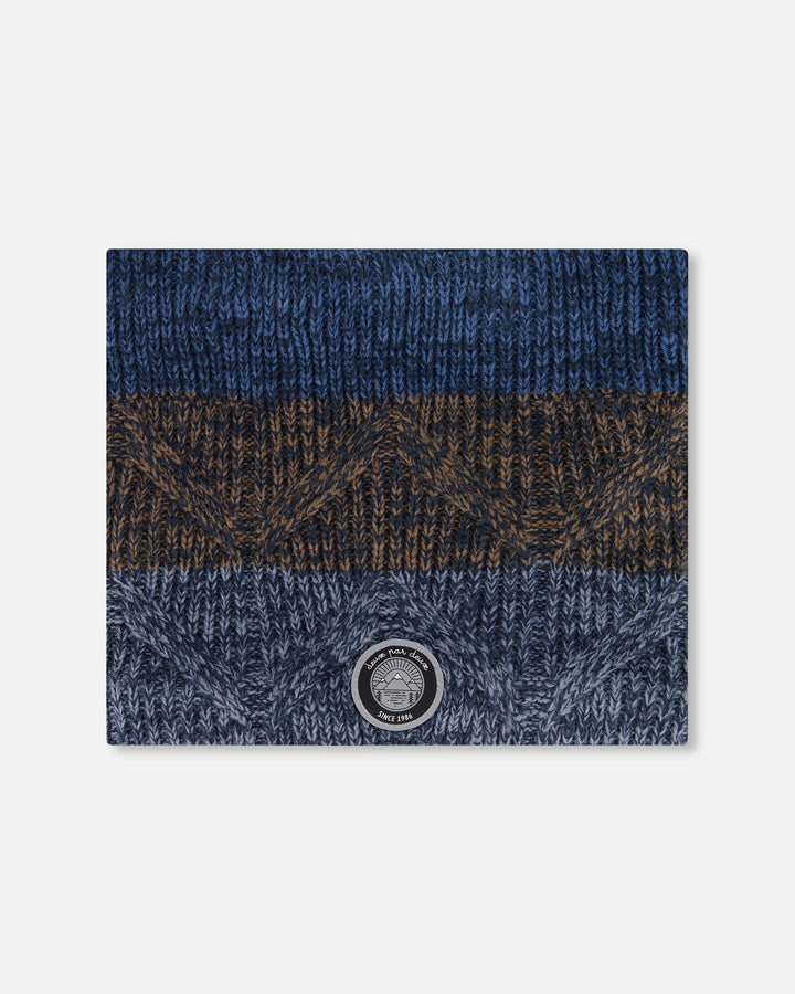 Lined Knit Neckwarmer Taupe And Navy