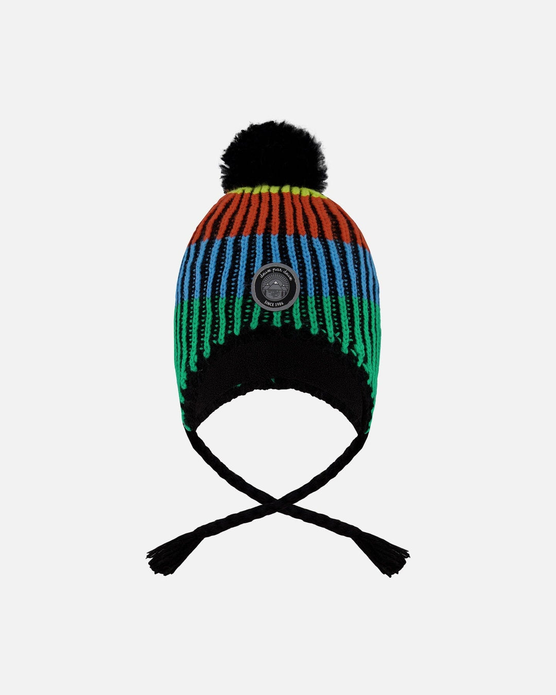 Lined Peruvian Knit Winter Hat With Pompom Multicolor