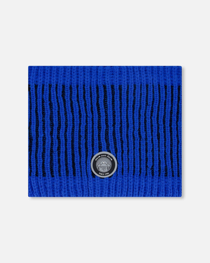 Lined Knit Neckwarmer Black And Blue