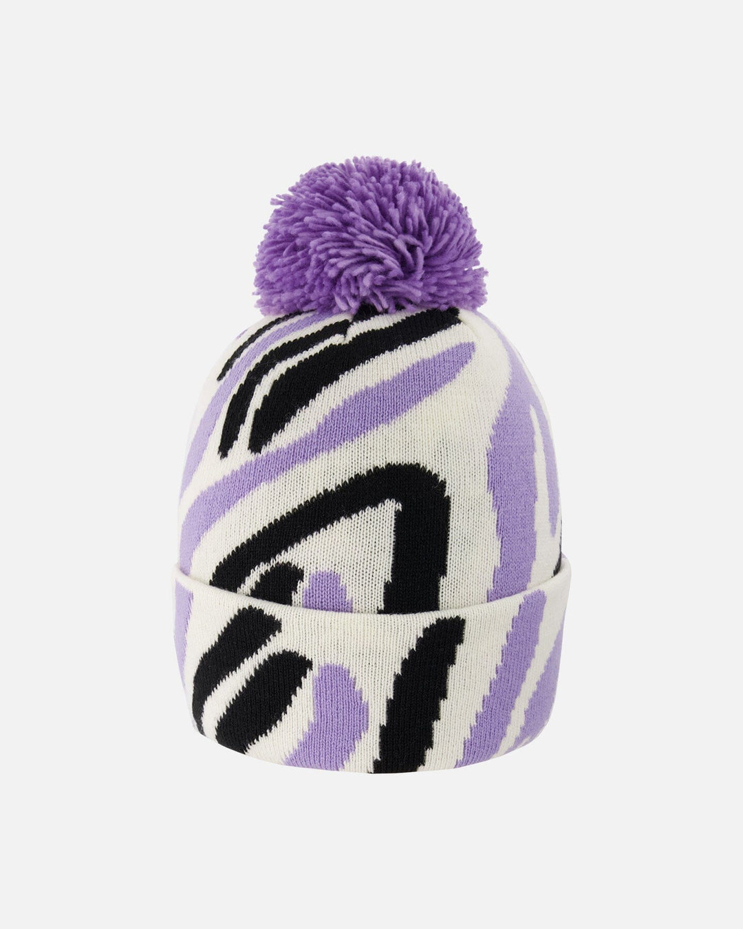 Lined Knit Pompom Hat Black, White And Lilac