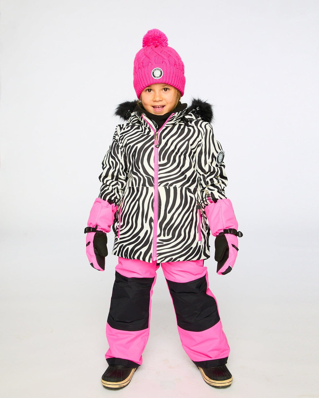 Lined Knit Pompom Hat Fuchsia