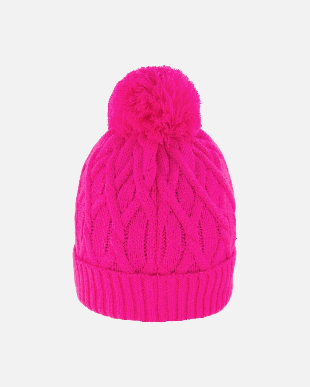 Lined Knit Pompom Hat Fuchsia