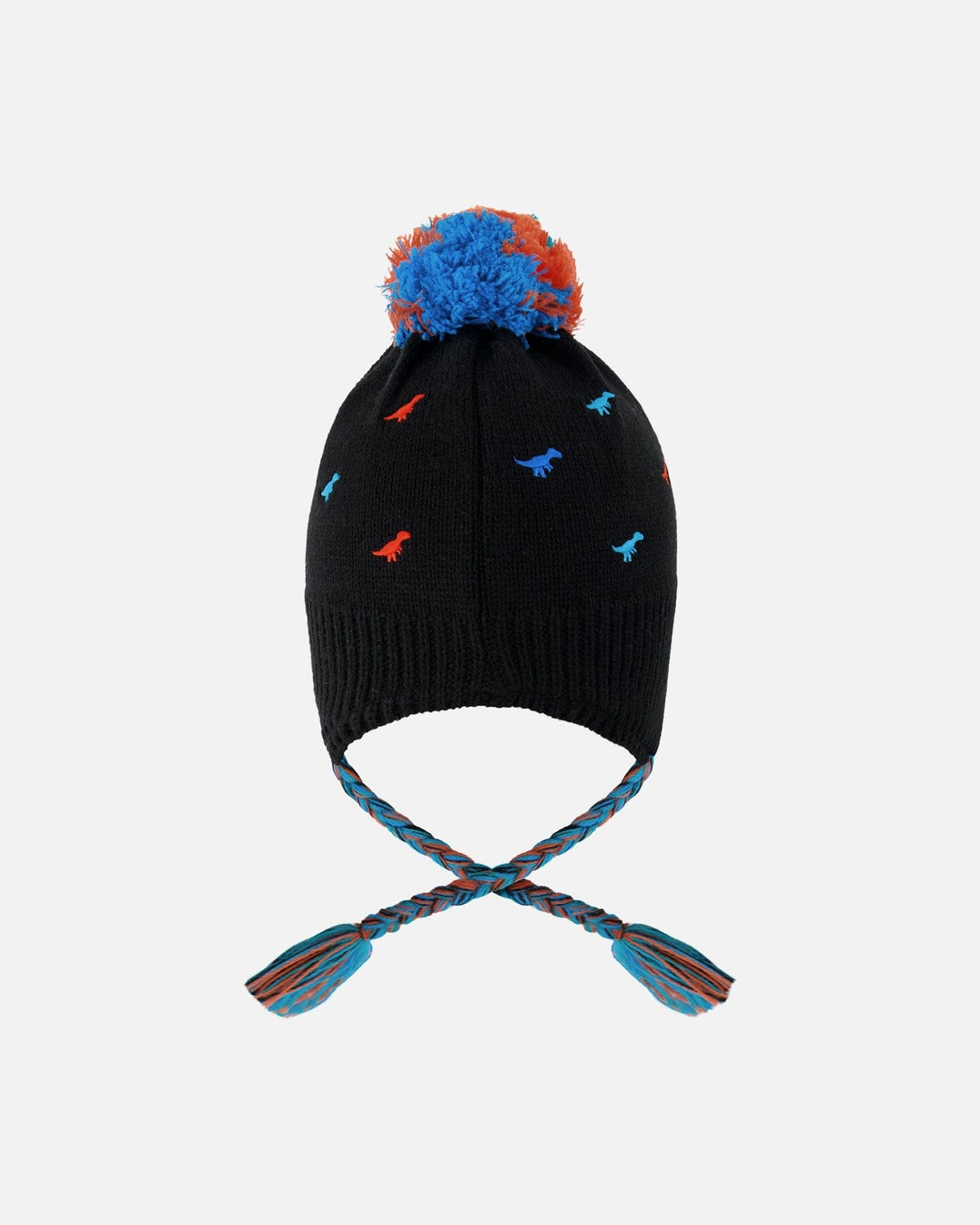 Lined Winter Peruvian Knit Hat With Pompom Black