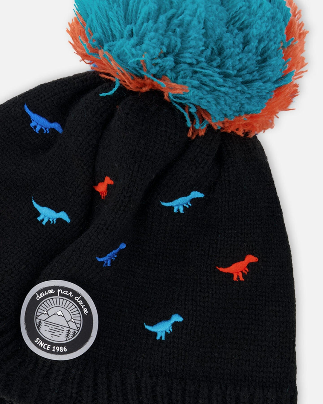 Lined Winter Peruvian Knit Hat With Pompom Black