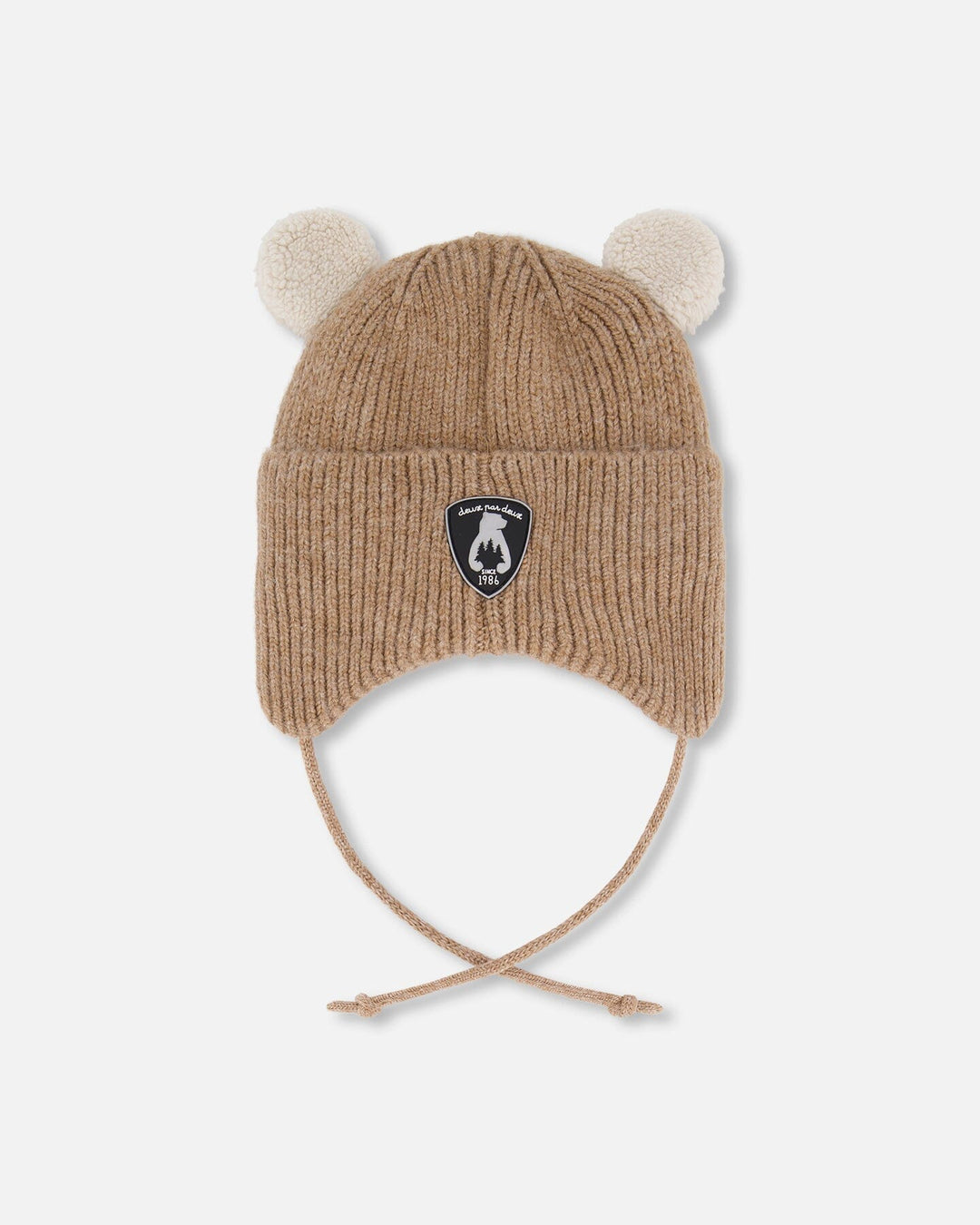 Lined Baby Winter Knit Hat With Ear Flaps Brown