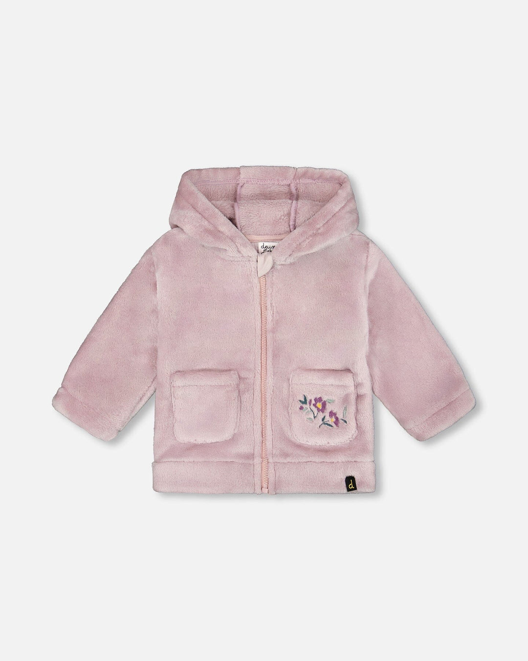Hooded Zip Plush Jacket Neutral Purple