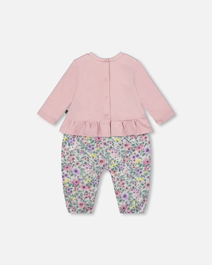Organic Cotton Bi-Material Romper Neutral Purple