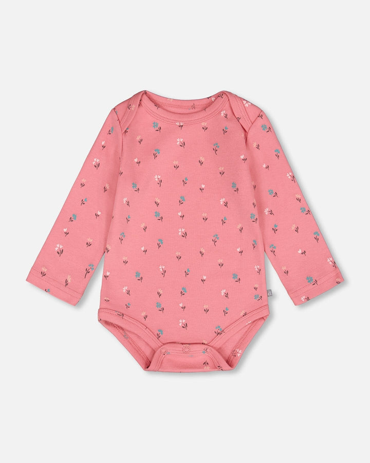 Organic Cotton Long Sleeve Romper Pink Floral