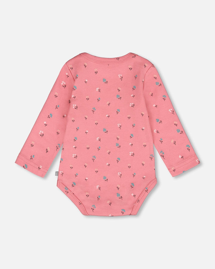 Organic Cotton Long Sleeve Romper Pink Floral