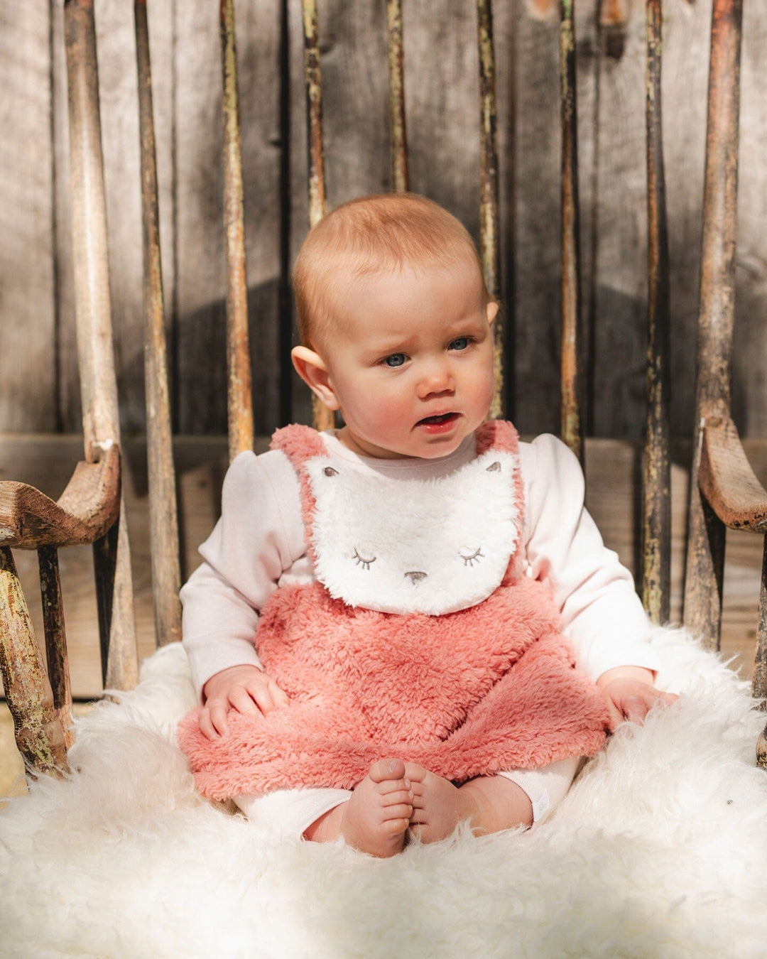 Bi-Material Dress And Leggings Set Old Pink