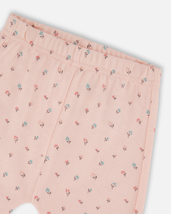 Organic Cotton Pant With Top Set Pink Mini Floral