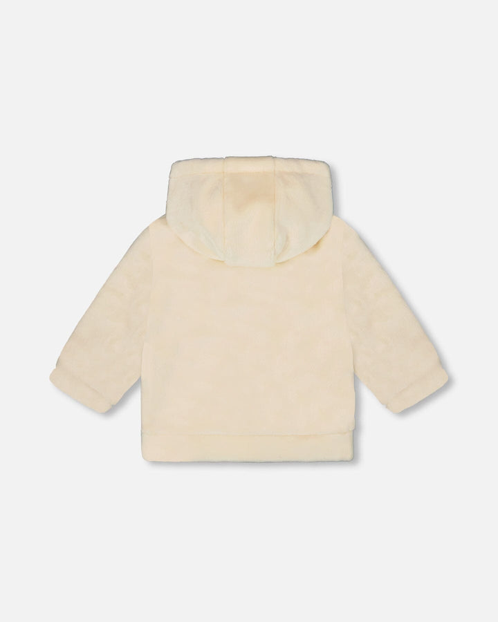 Plush Hooded Jacket Off White