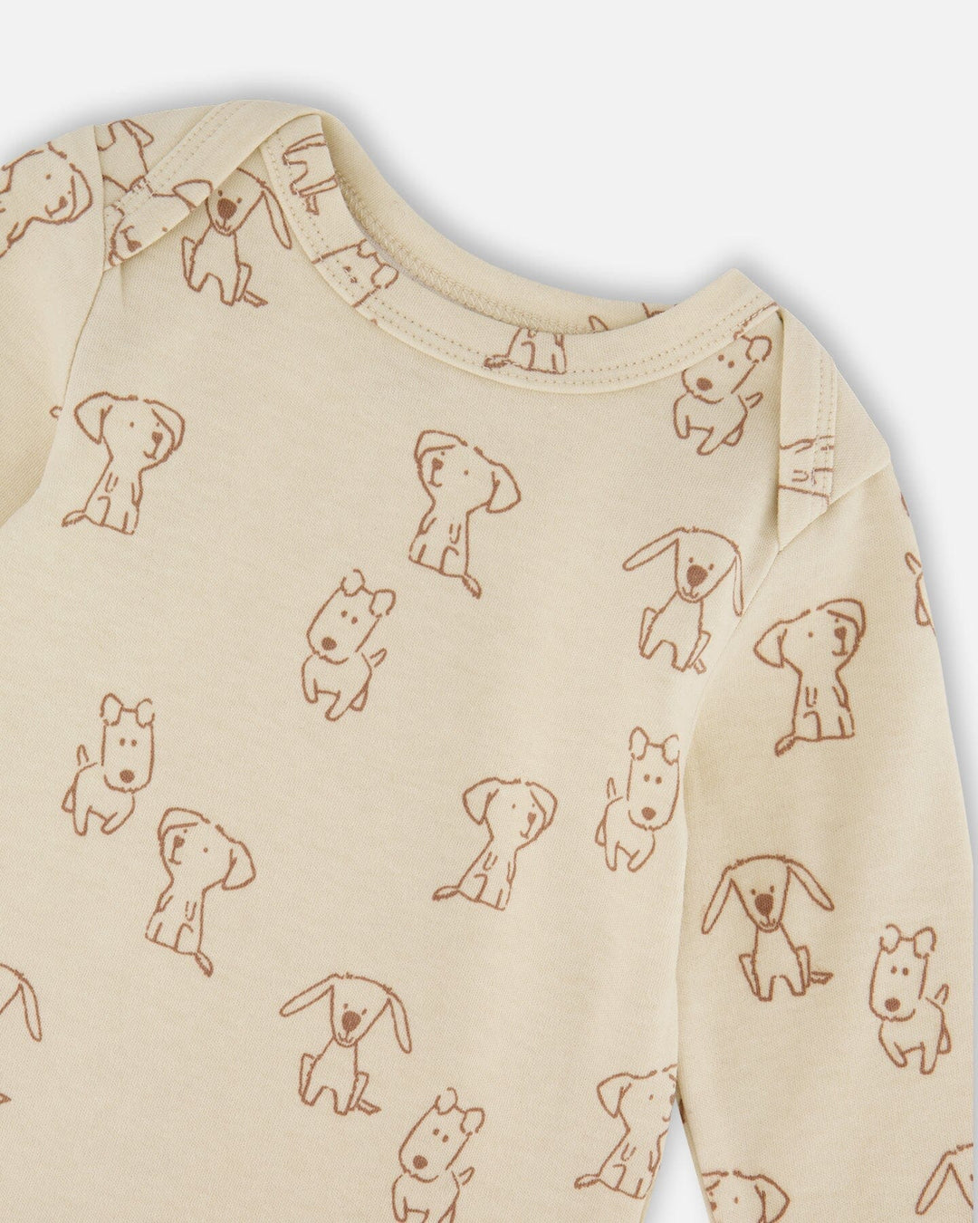 Organic Cotton Onesie Beige Puppy Print