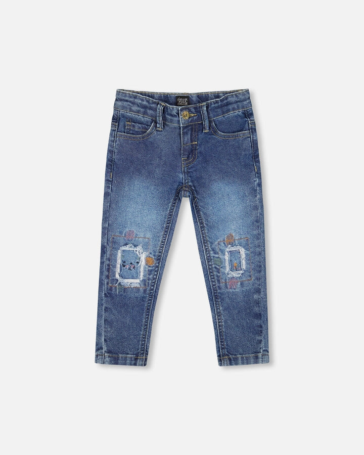 Jeans Blue Denim With Embroideries