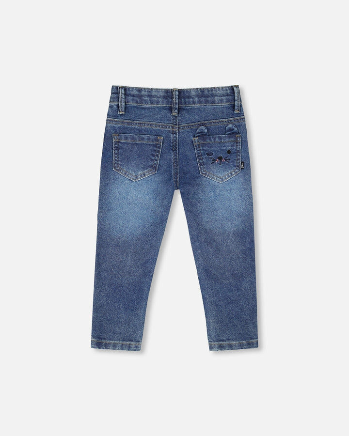 Jeans Blue Denim With Embroideries