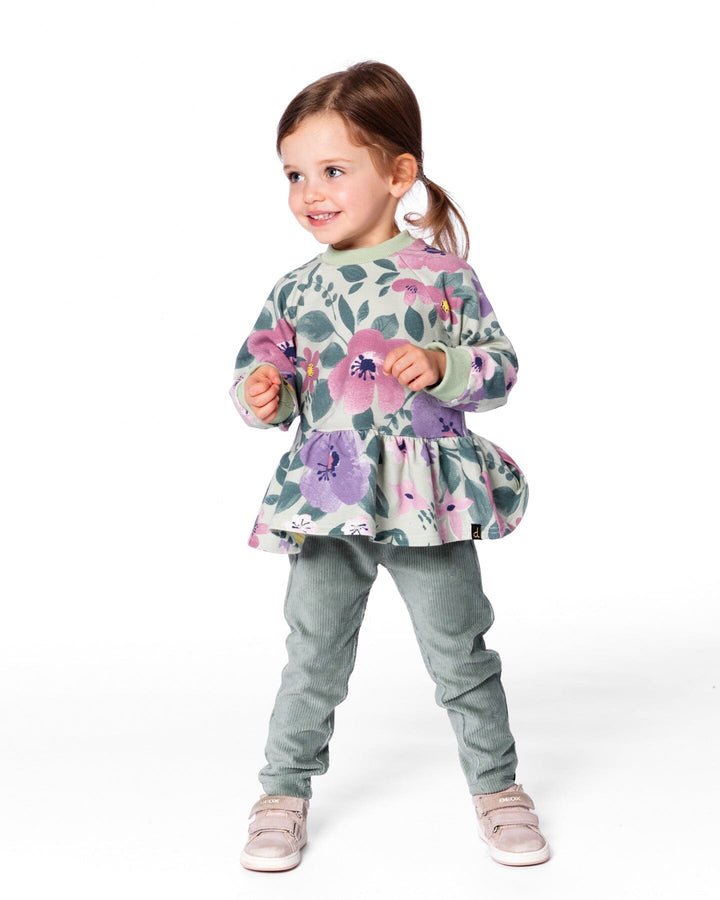Stretch Fleece Sweatshirt Sage Floral