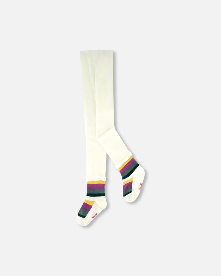Striped Footed Knit Tights Off-White