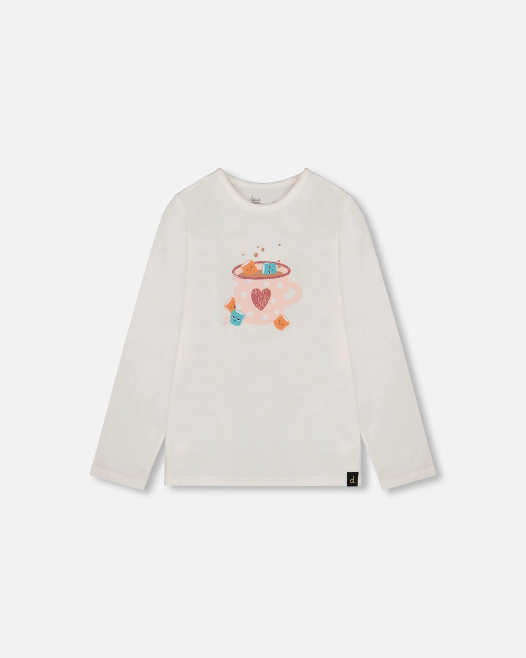 Organic Cotton Long Sleeve T-Shirt Off-White With Hot Chocolate