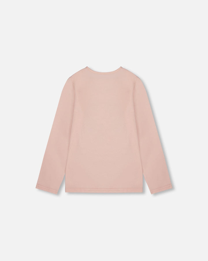 Organic Cotton Long Sleeve T-Shirt Light Pink With Big Flowers