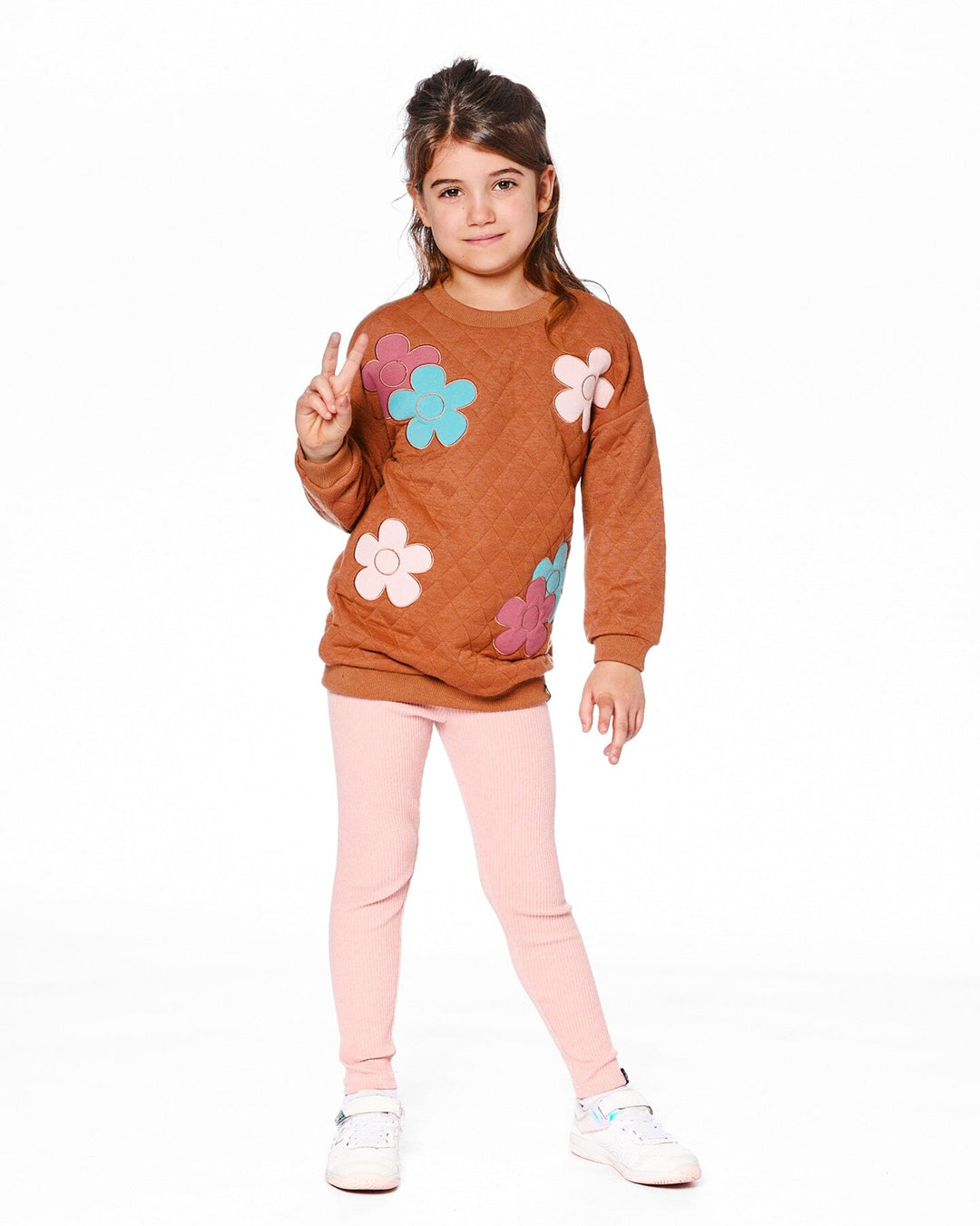 Quilted Tunic Mocha With Flowers