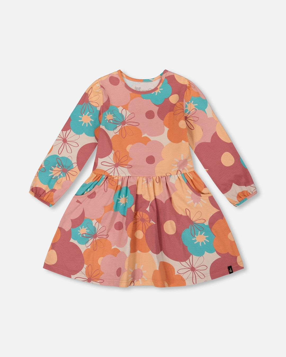 Organic Cotton Dress With Coral Flowers