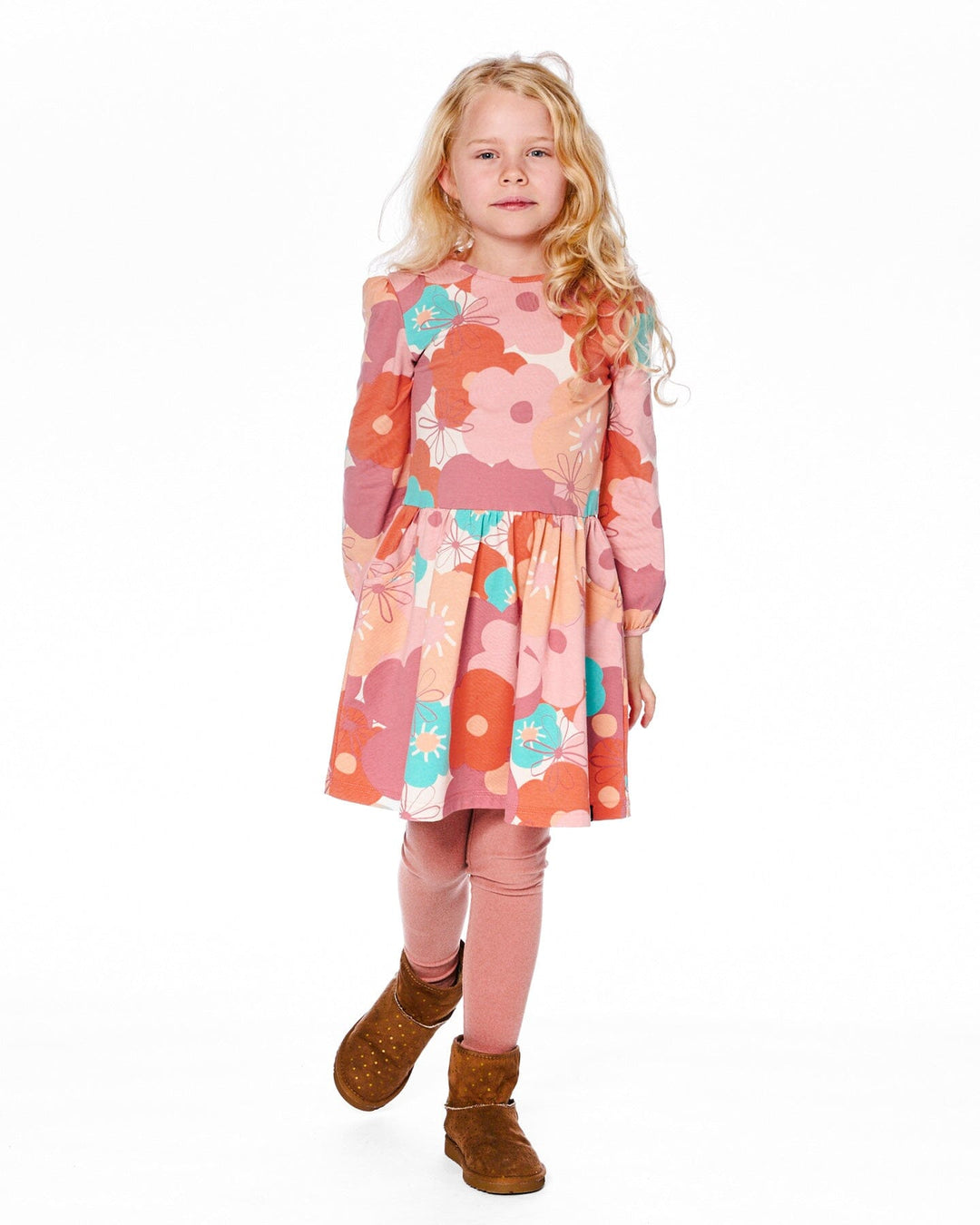 Organic Cotton Dress With Coral Flowers