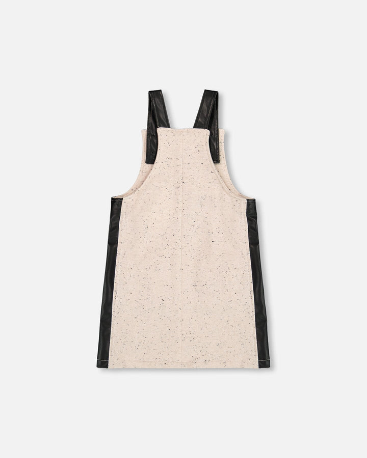 Glittering French Terry Overall Dress Beige And Black