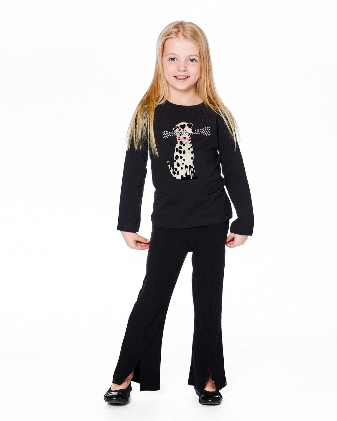 Organic Cotton T-Shirt Black With Dalmatian
