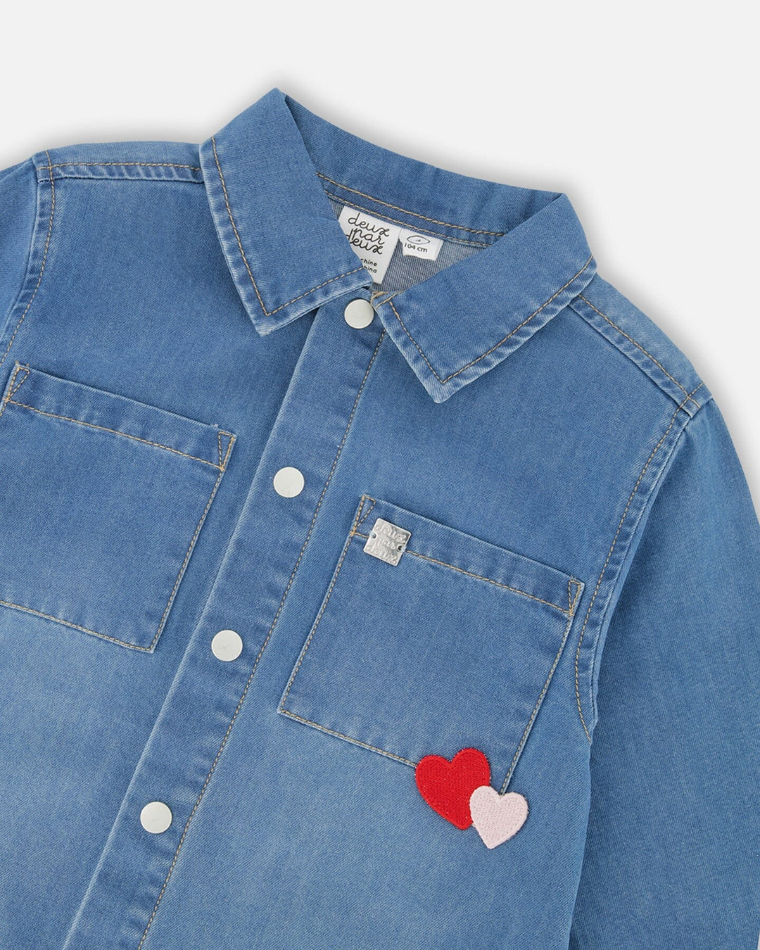 Denim Shirt Light Blue With Patch Pockets And Apple Patch
