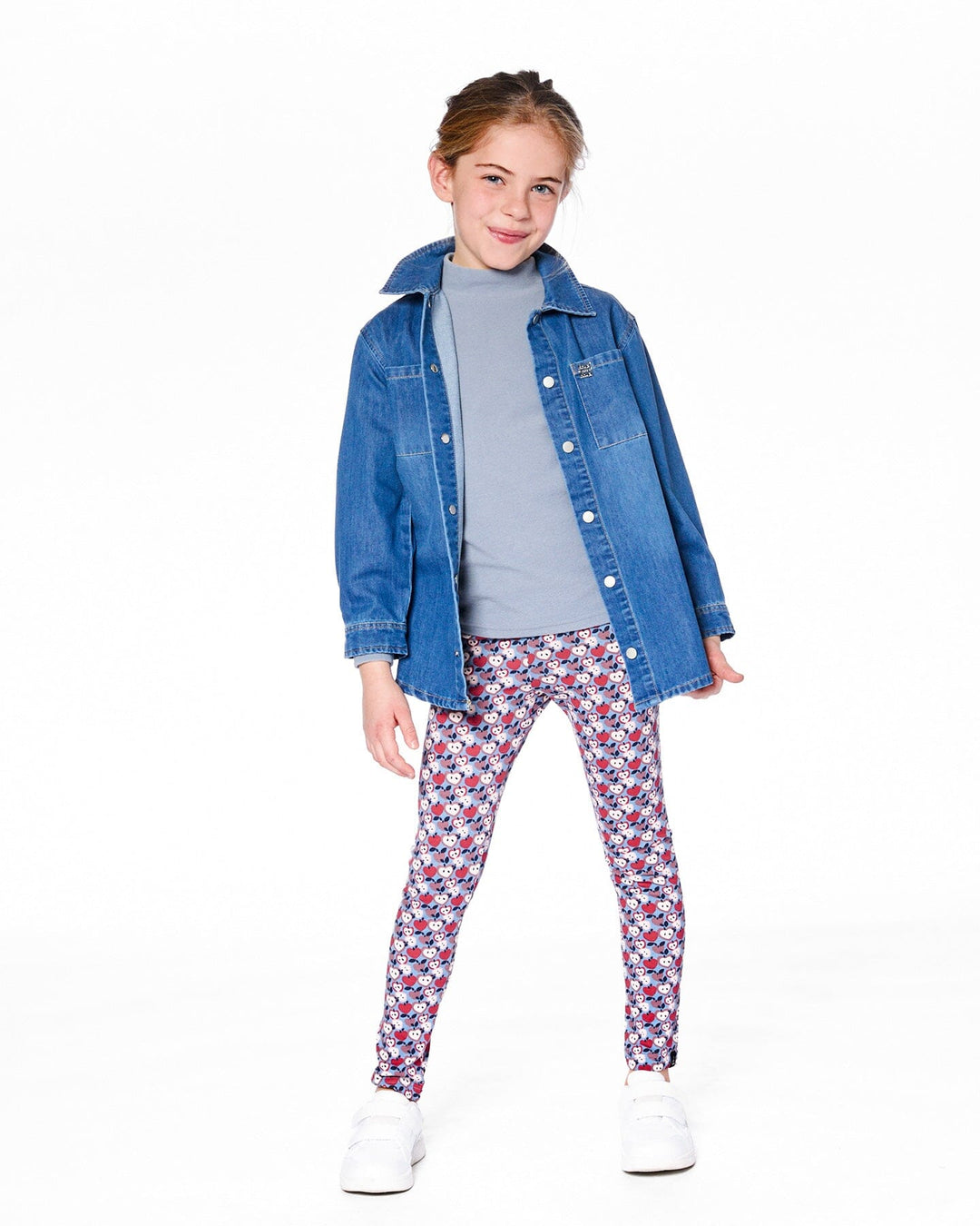 Organic Cotton Leggings Blue Apple Print