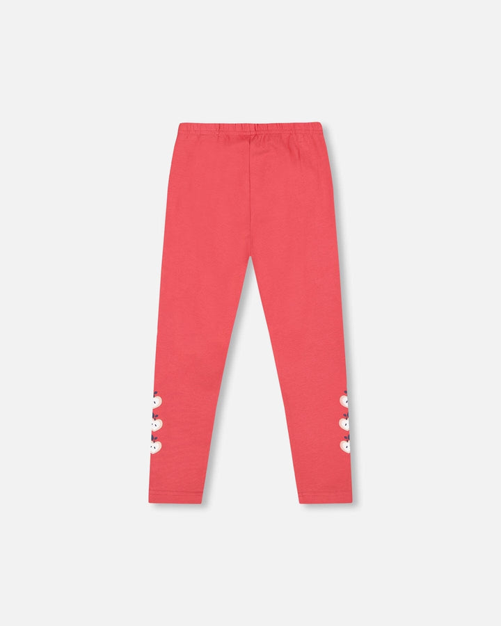 Organic Cotton Leggings Red With Apples