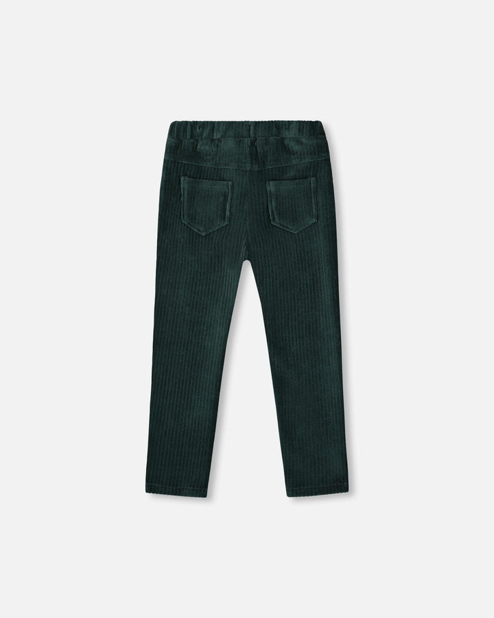 Stretch Velour Rib Treggings Dark Green