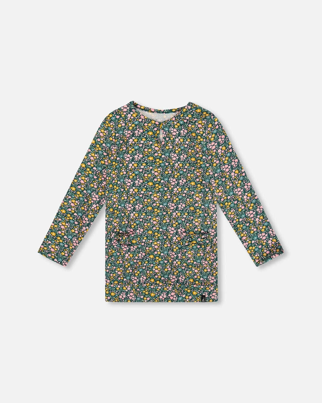 Jersey Tunic Green With Floral Print